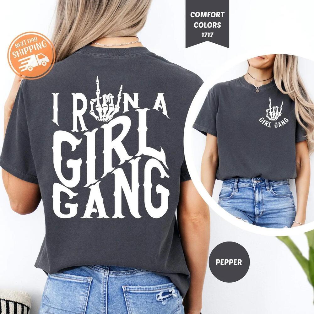 S Girl Gang Shirt, Skeleton Hand Tee, Girl Mama Gift 2 Sided